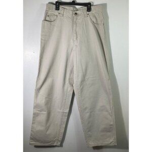Womens Vintage Riveted Lee Beige‎ Wide Leg Adjustable Back Skater Jean 14M